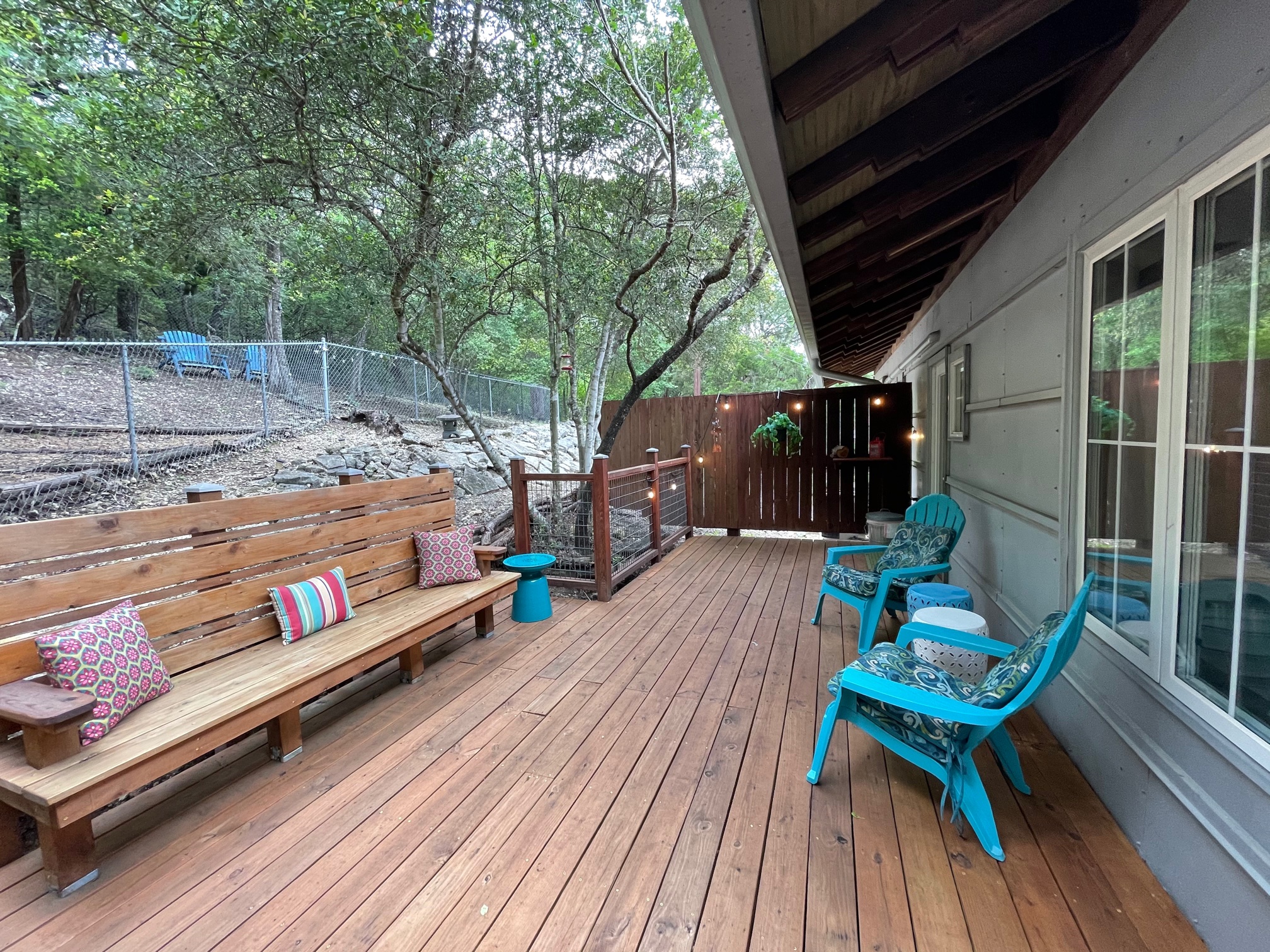 Large private deck of guesthouse