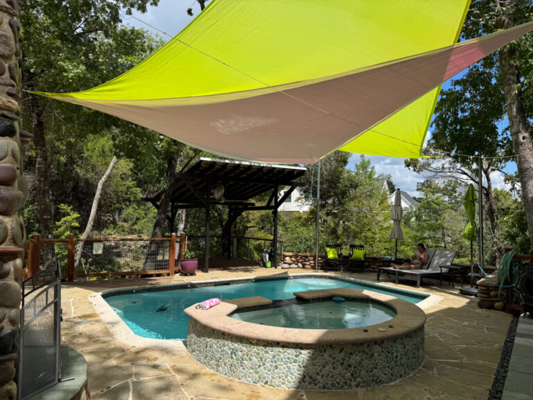secluded pool and hot tub at The Rivery Retreat in Westlake